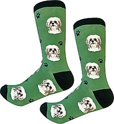 E&S PETS Tan Shih Tzu Sock Daddy, Green, one size slide 2 of 4