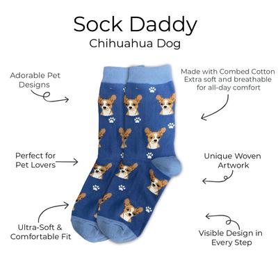 Show full view: E&S PETS Fawn Chihuahua Sock Daddy, Blue, one size slide 2 of 4