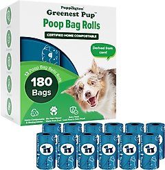 Puppington Greenest Pup Compostable Dog Poop Bags, Lagoon Teal, 12 Rolls