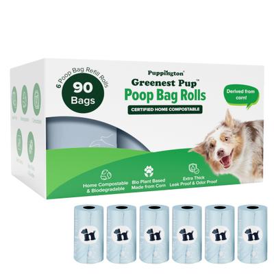 Show full view: Puppington Greenest Pup Compostable Dog Poop Bags, Ice Blue, 6 Rolls slide 1 of 9