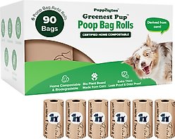 Puppington Greenest Pup Compostable Dog Poop Bags, Latte Beige, 6 Rolls