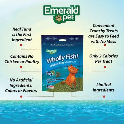 Show full view: Emerald Pet Wholly Fish! Tuna Recipe Cat Treats, 3-oz bag slide 4 of 10
