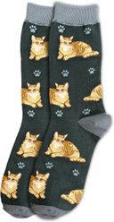 E&S PETS Orange Tabby Cat Full Body Socks, Black, one size