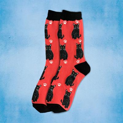 Show full view: E&S PETS Black Cat Full Body Socks, Red, one size slide 3 of 4
