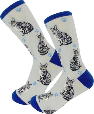 Show full view: E&S PETS Silver Tabby Cat Full Body Socks, Light Blue, one size slide 4 of 4