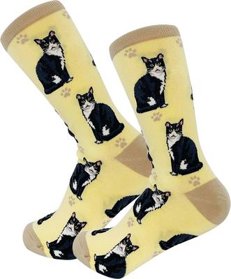Show full view: E&S PETS Black & White Cat Full Body Socks, Yellow, one size slide 4 of 4