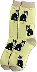 E&S PETS Black & White Cat Full Body Socks, Yellow, one size