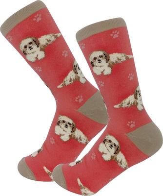 Show full view: E&S PETS Shi Tzu Full Body Socks, Peach, one size slide 4 of 4
