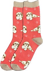 E&S PETS Shi Tzu Full Body Socks, Peach, one size