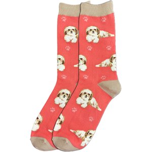 E&S PETS Shi Tzu Full Body Socks, Peach, one size
