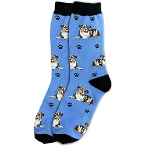 E&S PETS Australian Shepherd Full Body Socks, Light Blue, one size