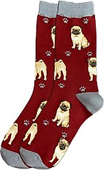 E&S PETS Pug Full Body Socks, Red, one size