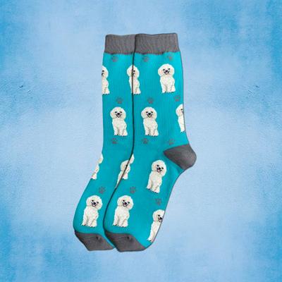 Show full view: E&S PETS Poodle White Full Body Socks, Turquoise, one size slide 3 of 4