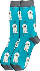 E&S PETS Poodle White Full Body Socks, Turquoise, one size