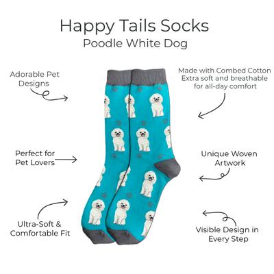 Show full view: E&S PETS Poodle White Full Body Socks, Turquoise, one size slide 2 of 4