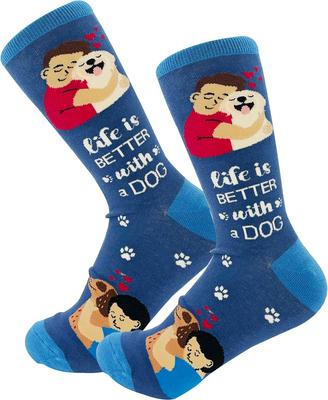 Show full view: E&S PETS Valentine's Day I Love My Dog Full Body Socks, Blue, one size slide 4 of 4