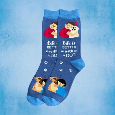 Show full view: E&S PETS Valentine's Day I Love My Dog Full Body Socks, Blue, one size slide 3 of 4