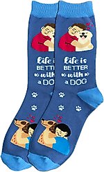 E&S PETS Valentine's Day I Love My Dog Full Body Socks, Blue, one size