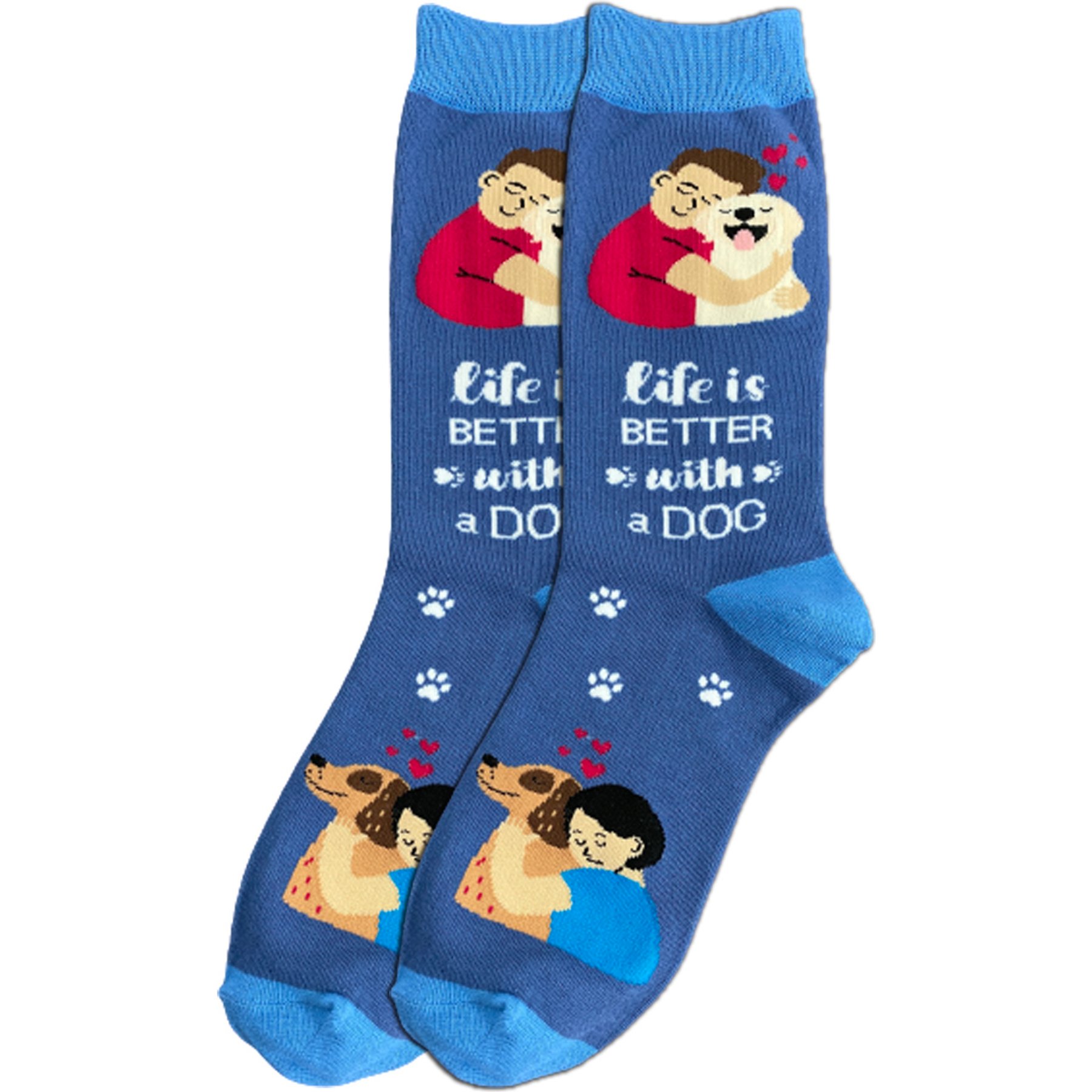 E&S PETS Valentine's Day I Love My Dog Full Body Socks, Blue, one size