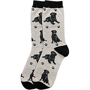 E&S PETS Black Labrador Full Body Socks, Grey, one size