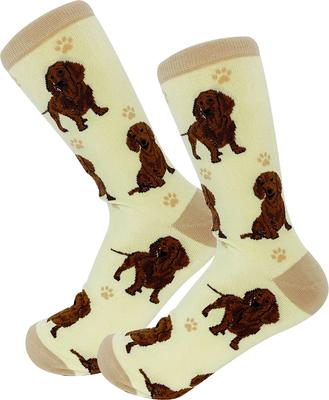 Show full view: E&S PETS Red Dachshund Full Body Socks, Cream, one size slide 4 of 4
