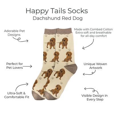 Show full view: E&S PETS Red Dachshund Full Body Socks, Cream, one size slide 2 of 4