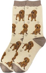 E&S PETS Red Dachshund Full Body Socks, Cream, one size