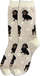 E&S PETS Black Dachshund Full Body Socks, Cream, one size