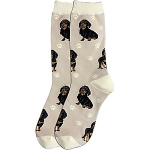 E&S PETS Black Dachshund Full Body Socks, Cream, one size