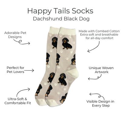 Show full view: E&S PETS Black Dachshund Full Body Socks, Cream, one size slide 2 of 4