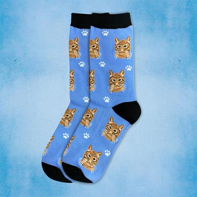 Show full view: E&S PETS Orange Tabby Sock Daddy, Blue, one size slide 3 of 4