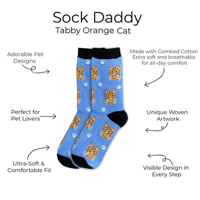 Show full view: E&S PETS Orange Tabby Sock Daddy, Blue, one size slide 2 of 4