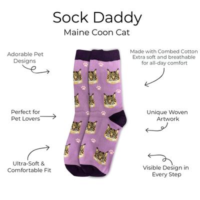 Show full view: E&S PETS Maine Coon Sock Daddy, Purple, one size slide 2 of 4