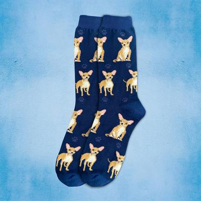 Show full view: E&S PETS Tan Chihuahua Full Body Socks, Blue, one size slide 3 of 4
