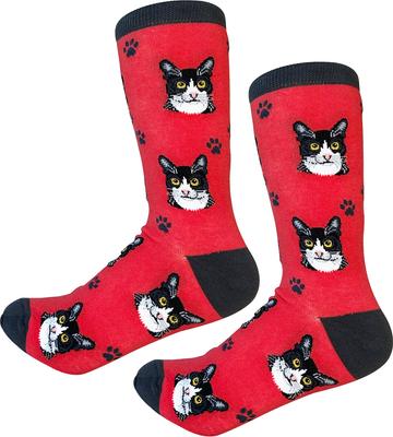 Show full view: E&S PETS Black & White Cat Sock Daddy, Red, one size slide 4 of 4
