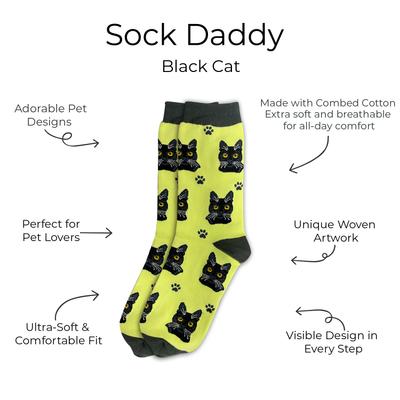 Show full view: E&S PETS Black Cat Sock Daddy, Green, one size slide 2 of 4