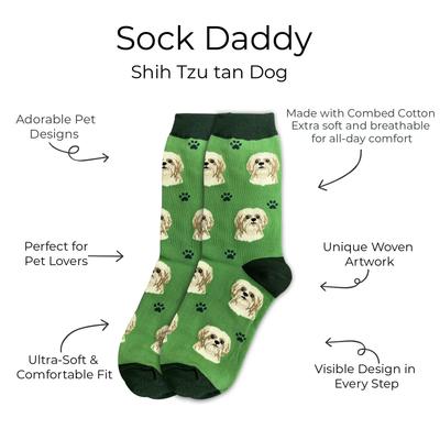Show full view: E&S PETS Tan Shih Tzu Sock Daddy, Green, one size slide 2 of 4