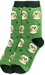 E&S PETS Tan Shih Tzu Sock Daddy, Green, one size