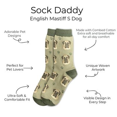 Show full view: E&S PETS English Mastiff Sock Daddy, Green, one size slide 2 of 4