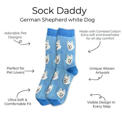Show full view: E&S PETS White German Shepherd Sock Daddy, Light Blue, one size slide 2 of 4