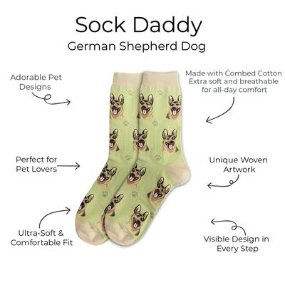 Show full view: E&S PETS German Shepherd Sock Daddy, Green, one size slide 2 of 4