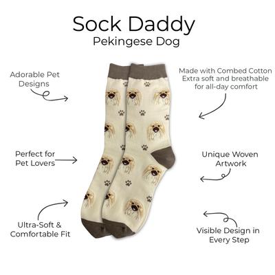 Show full view: E&S PETS Pekingese Sock Daddy, Cream, one size slide 2 of 4