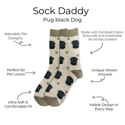 Show full view: E&S PETS Black Pug Sock Daddy, Brown, one size slide 2 of 4