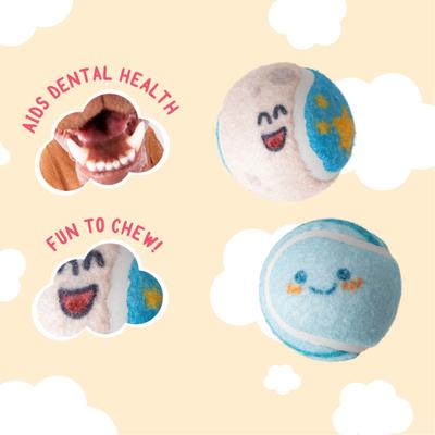 Show full view: Snugarooz Comet Me, Bro Tennis Balls Squeaky Dog Plush Toy, Blue, 2 pack slide 8 of 9