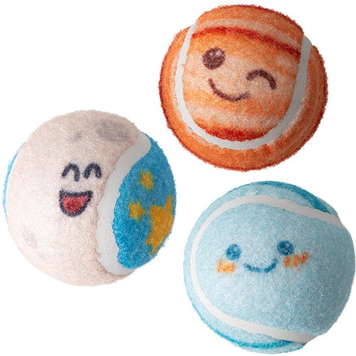 Snugarooz Deep Space Tennis Balls Squeaky Dog Plush Toy, Multi, 3 pack