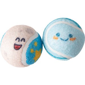 Snugarooz Comet Me, Bro Tennis Balls Squeaky Dog Plush Toy, Blue, 2 pack