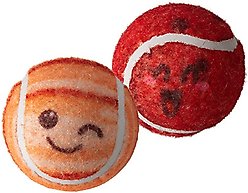 Snugarooz Behind Mars Tennis Balls Squeaky Dog Plush Toy, Red, 2 pack