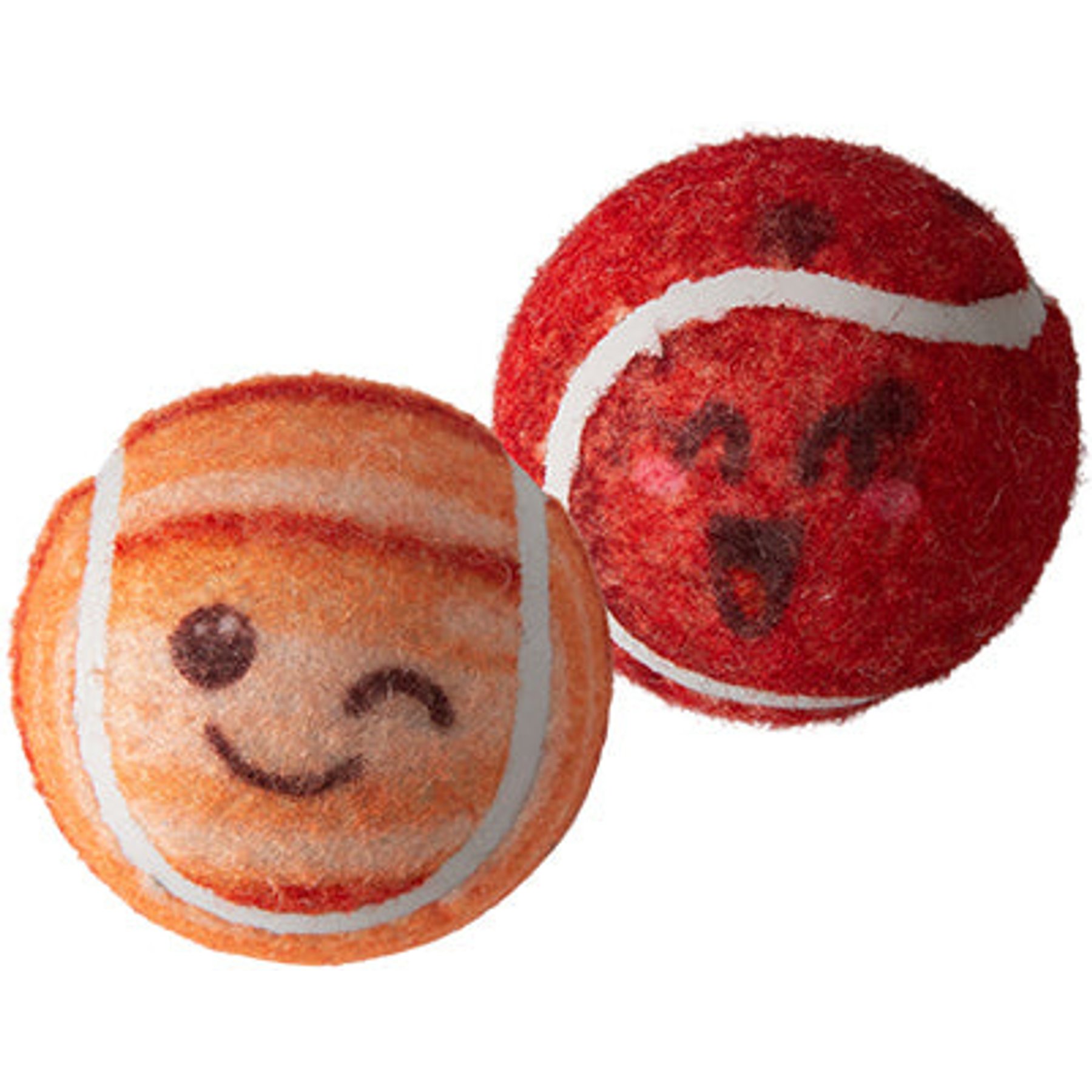 Snugarooz Behind Mars Tennis Balls Squeaky Dog Plush Toy, Red, 2 pack