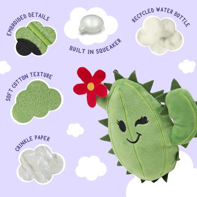Show full view: Snugarooz Chloe the Cactus Squeaky Dog Plush Toy, Green slide 5 of 7