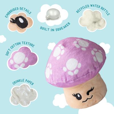 Show full view: Snugarooz Magic the Mushroom Squeaky Dog Plush Toy, Purple slide 4 of 5